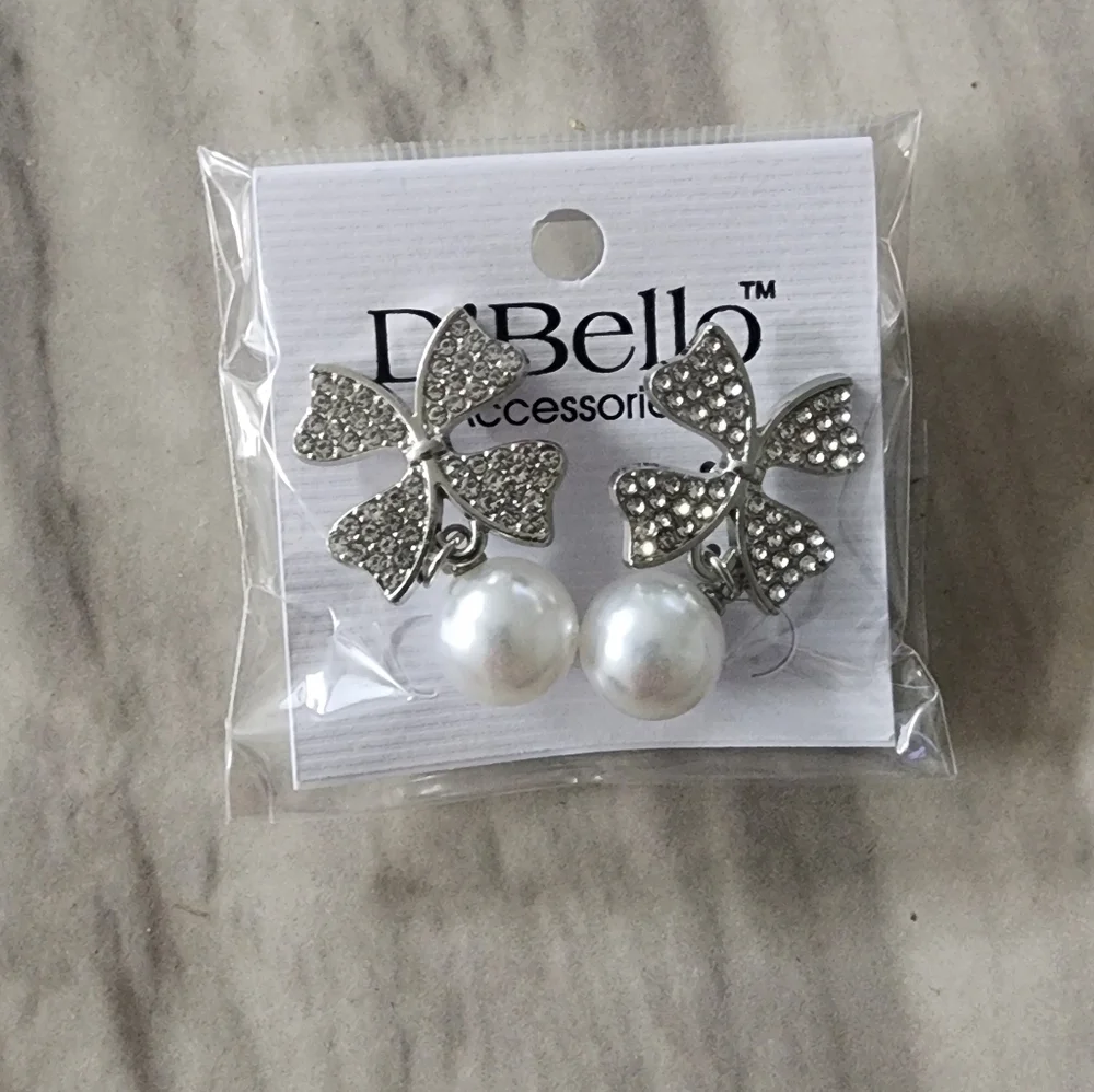 D'bello Bow Silver Dangle Earring Chic Unique New